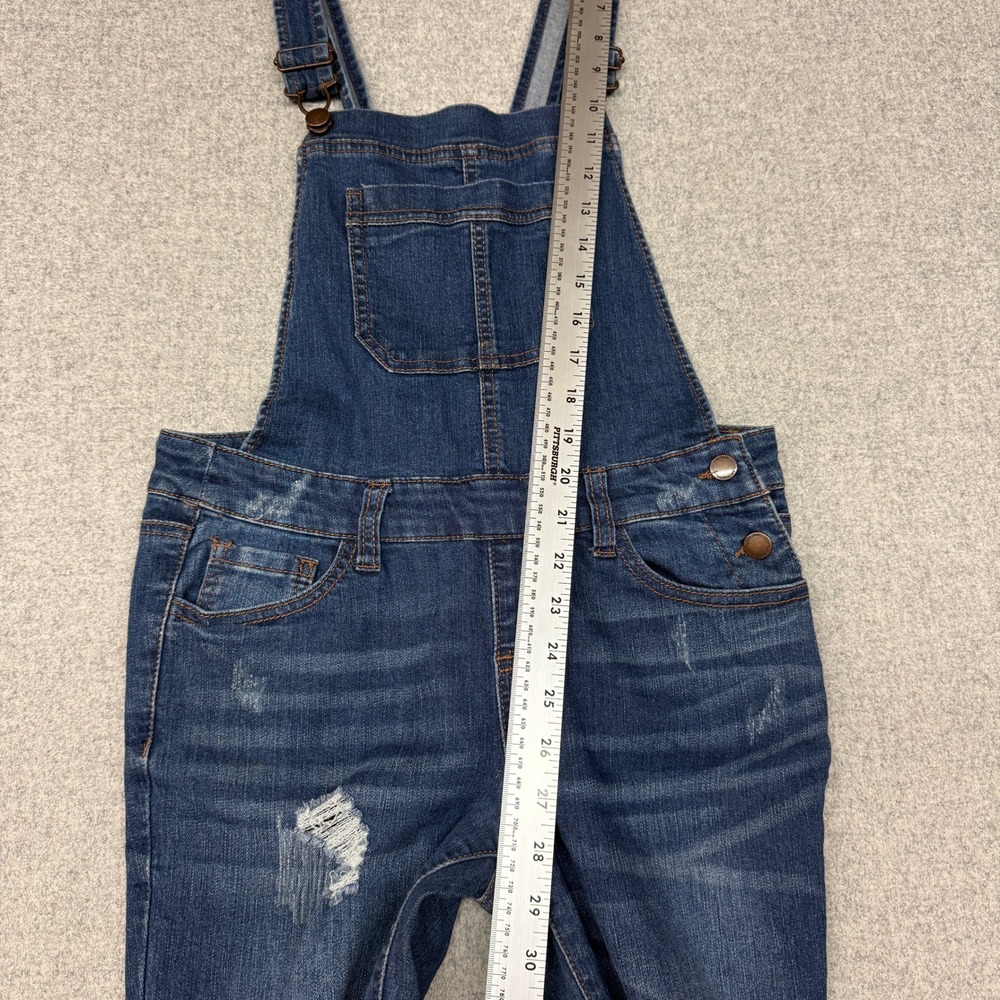 Wax Jean Distressed Denim Overalls Small Dark Blue Ripped Slim Stretch 90092 - Picture 8 of 10